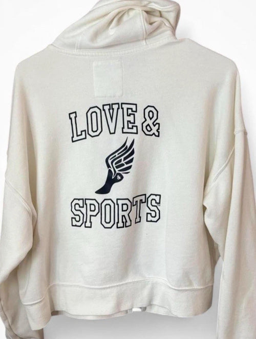 Women's Love & Sports Lightweight Cropped Fleece Hoodie - Medium