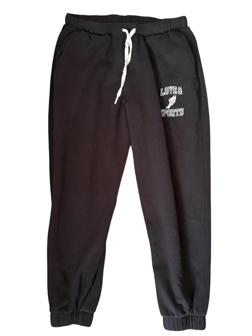 Women's Love & Sports Black Fleece Joggers – Small – Soft Lounge Pants